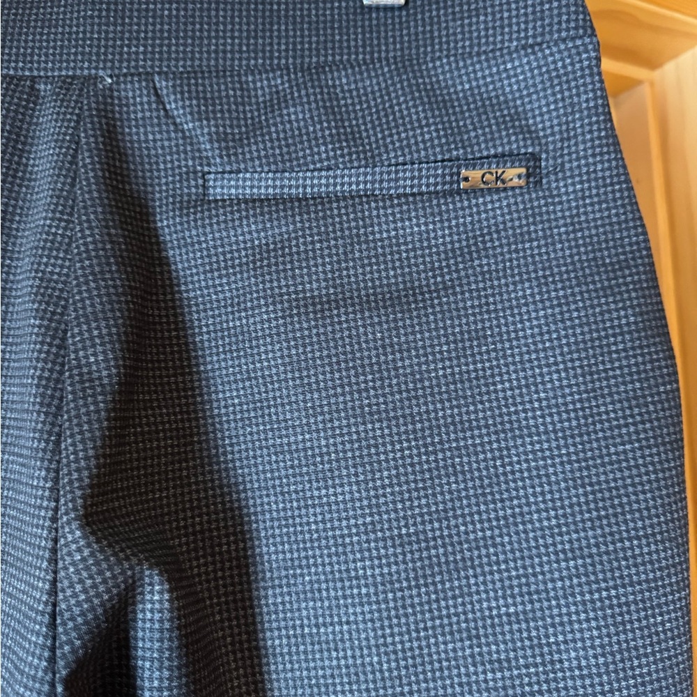 Calvin Klein Black and Gray Micro Houndstooth Dress Pants